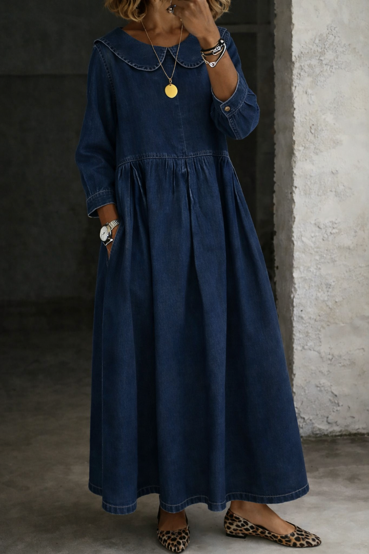 Lieselotte - Denim-Kleid mit Peter-Pan-Kragen