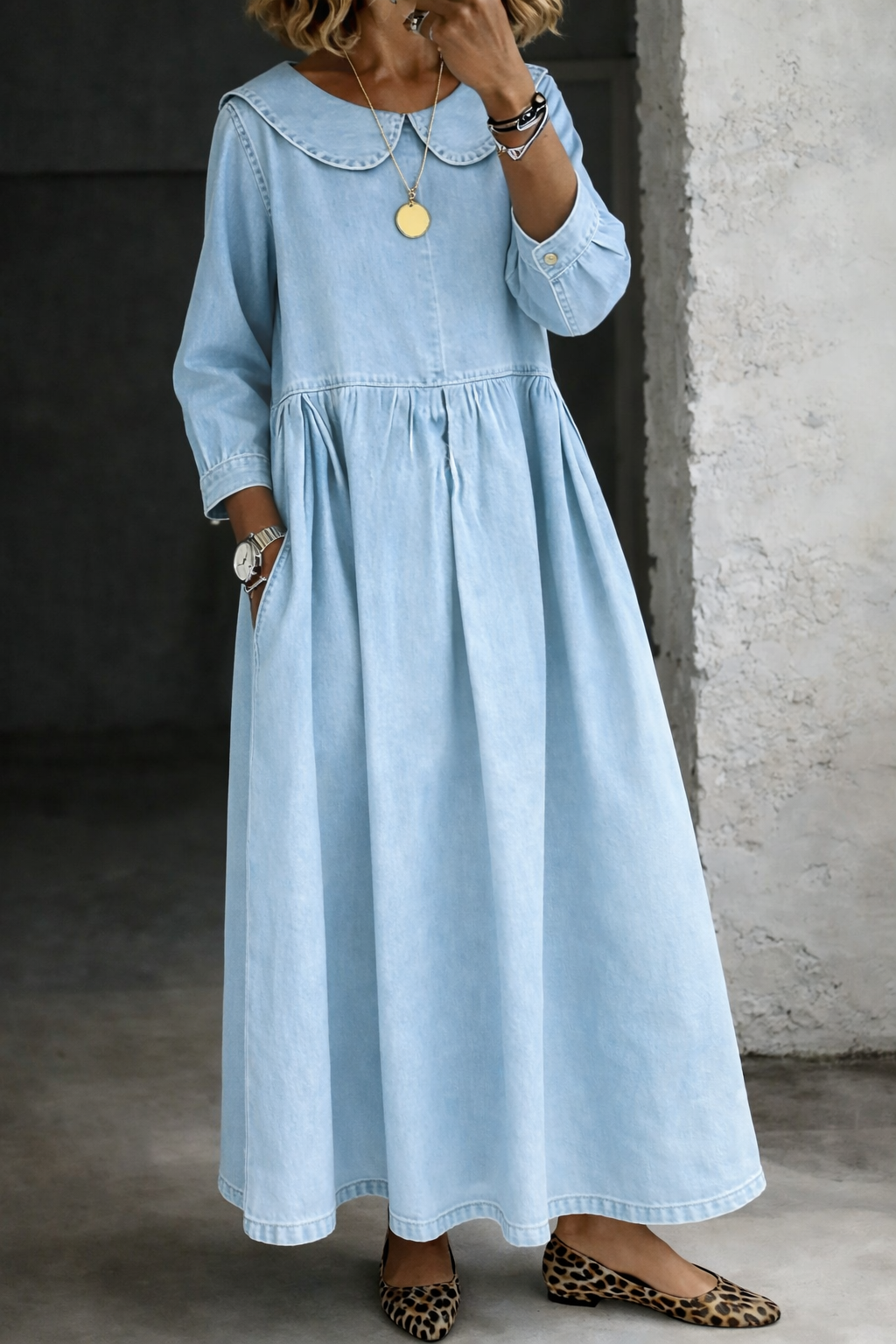 Lieselotte - Denim-Kleid mit Peter-Pan-Kragen