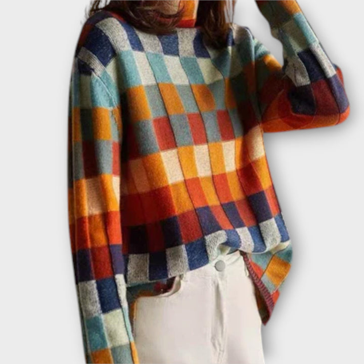 Britta | Patchwork Rollkragenpullover