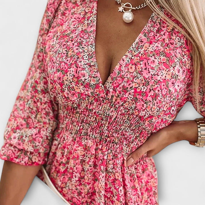 Minna | Blumiges Puffärmelkleid für Damen