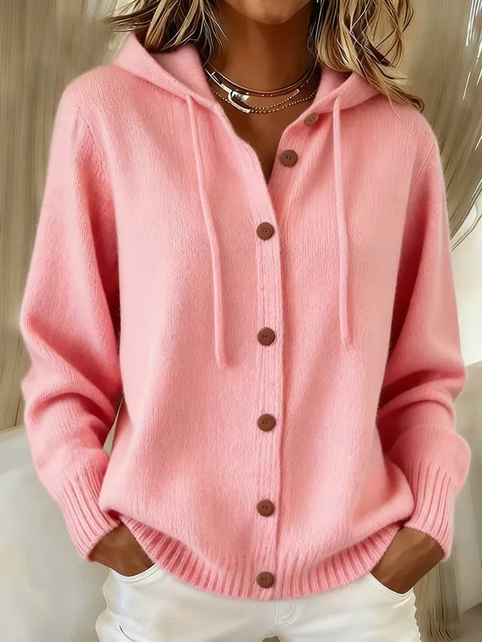 Gisela | Strickjacke mit Kapuze und Knopfleiste