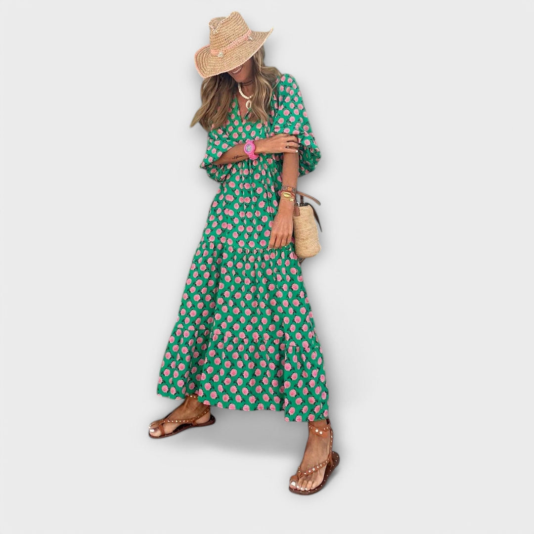 Sylvia | Elegantes Geometrisches Maxikleid