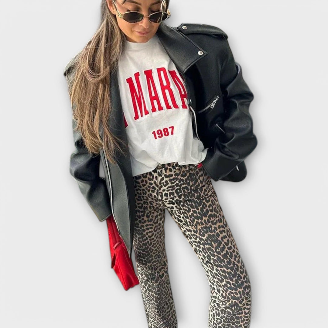Maya | Vintage-Jeans mit Leopardenmuster