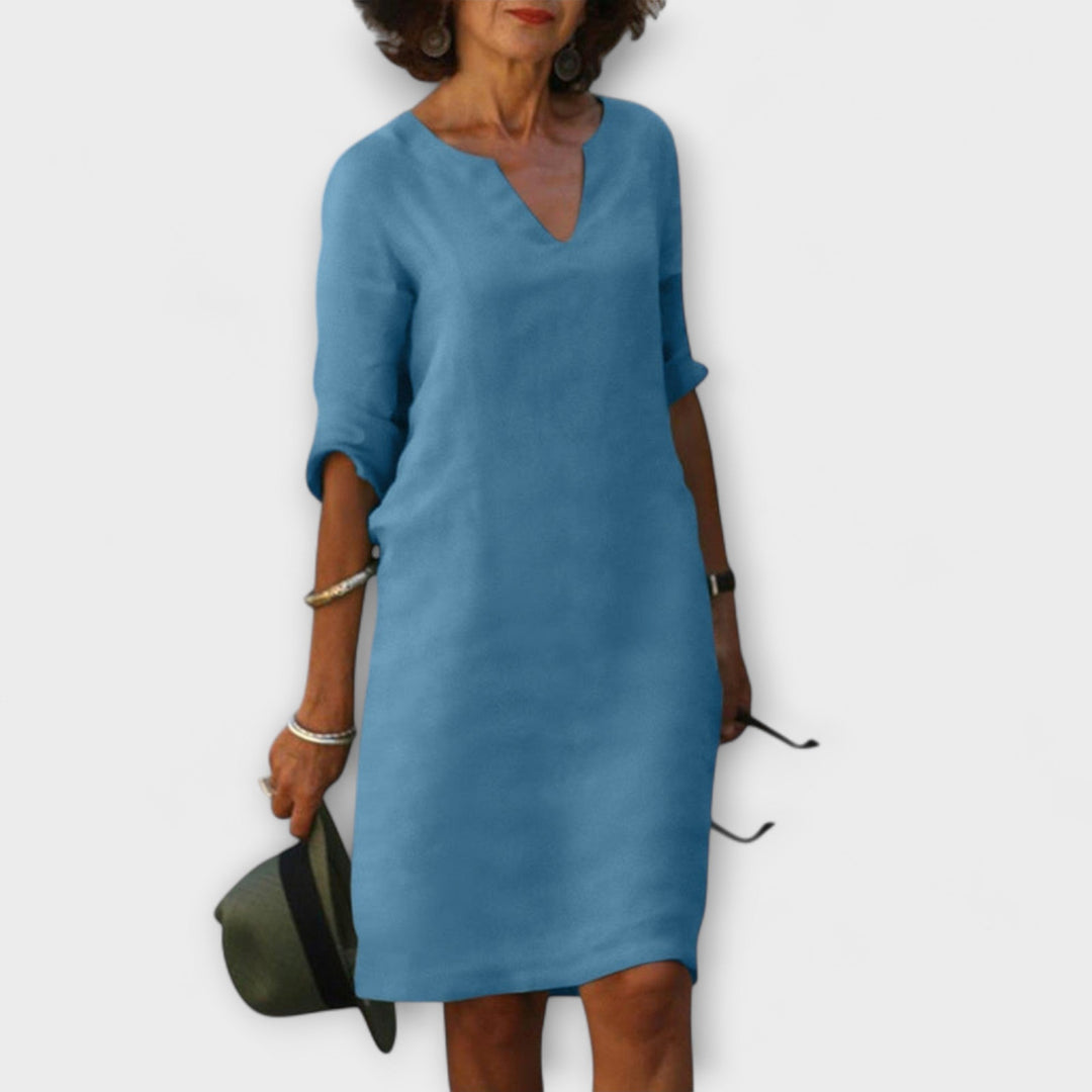 Waltraud | Stilvolles Sommerkleid mit V-Ausschnitt