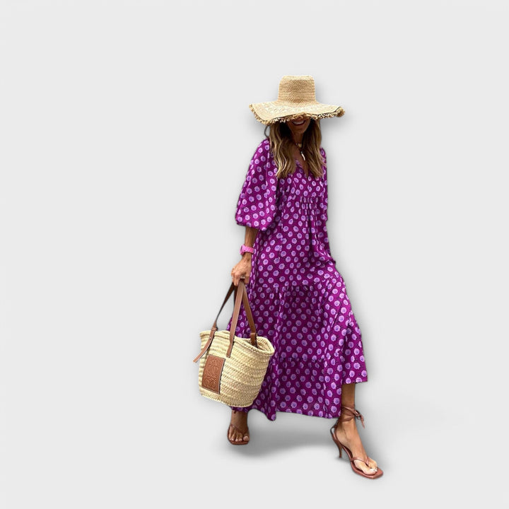 Sylvia | Elegantes Geometrisches Maxikleid