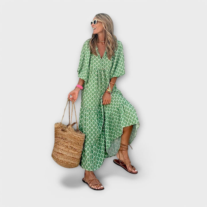 Sylvia | Elegantes Geometrisches Maxikleid