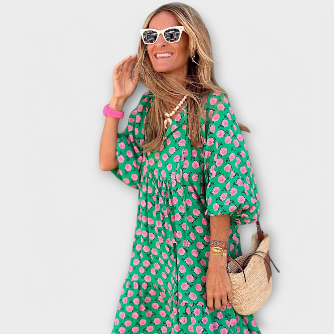 Sylvia | Elegantes Geometrisches Maxikleid