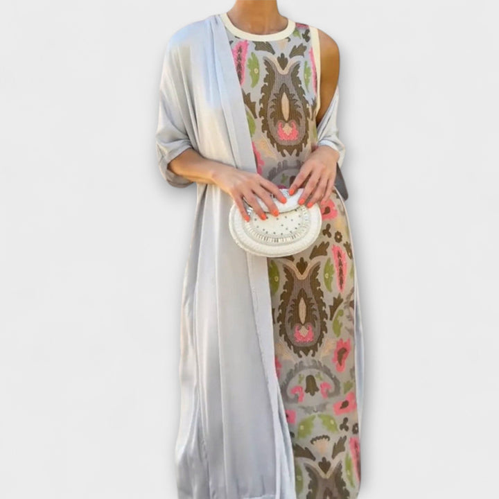 Lilly | Maxikleid mit passendem Strickjacke