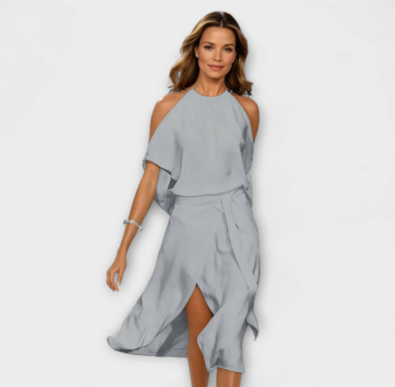 Bianca | Elegantes Kleid mit modischen Schulterausschnitt