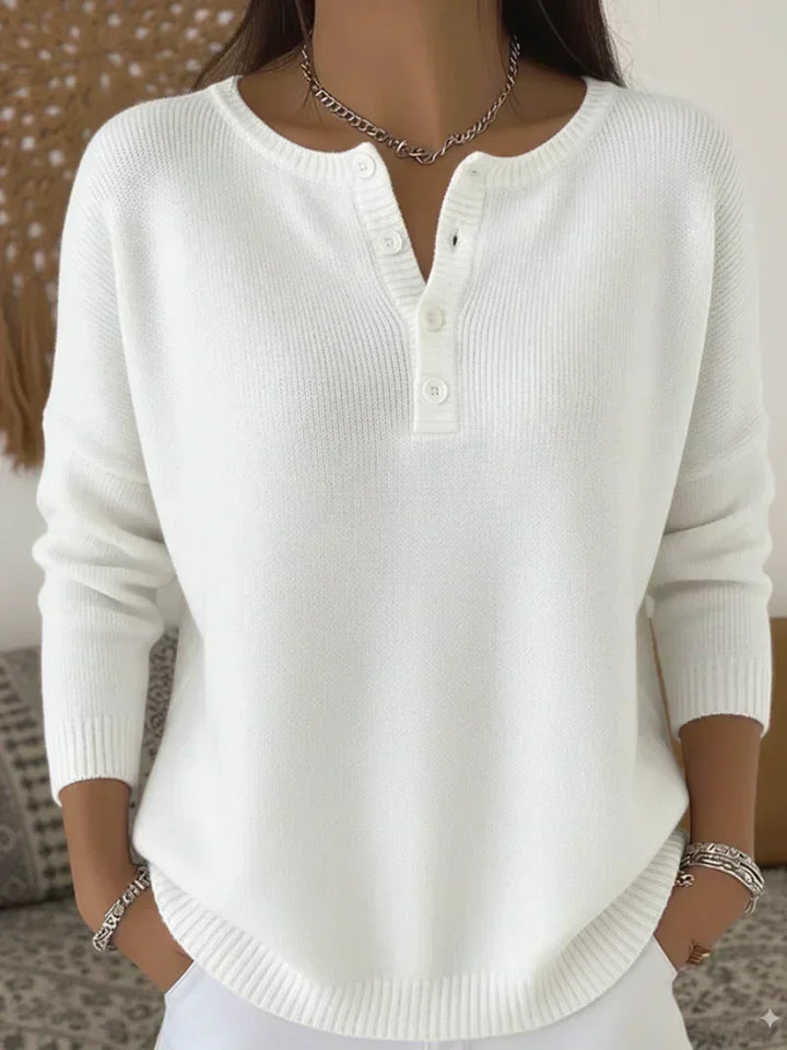 Waltraud | Strickpullover mit Henley-Knopfleiste