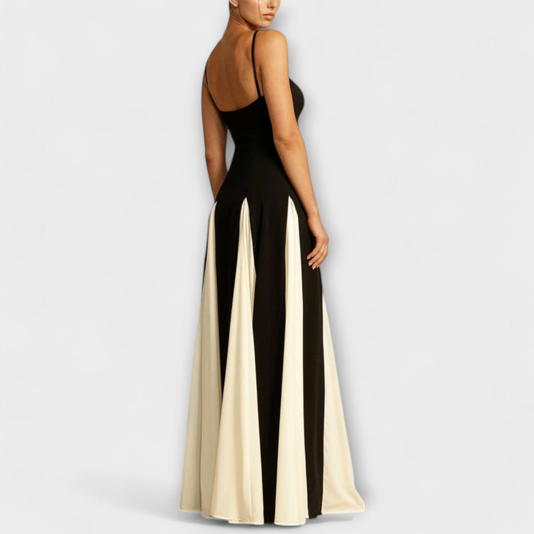 Annette | Klassische Eleganz A-Linie Maxikleid mit Tüllpaneelen
