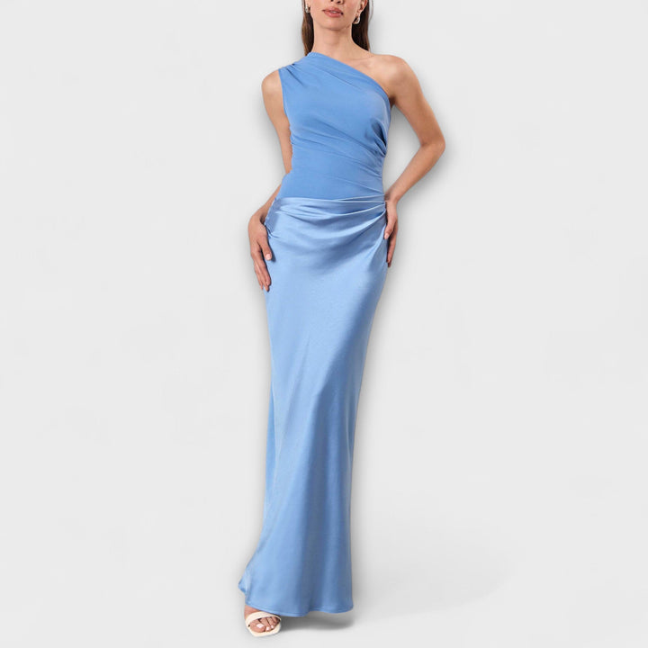 Lara | Elegantes Ein-Schulter Falten Maxikleid