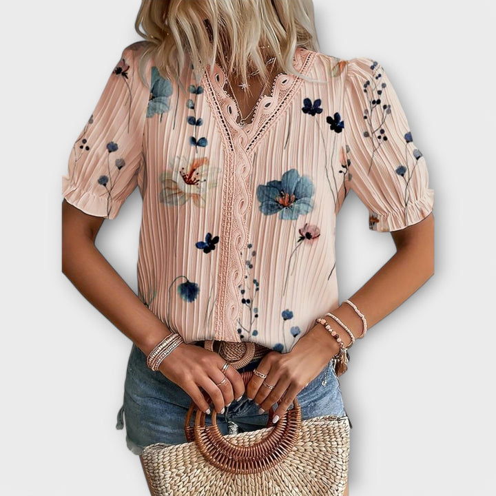 Louisa | Modische Bluse mit spitzem Ausschnitt