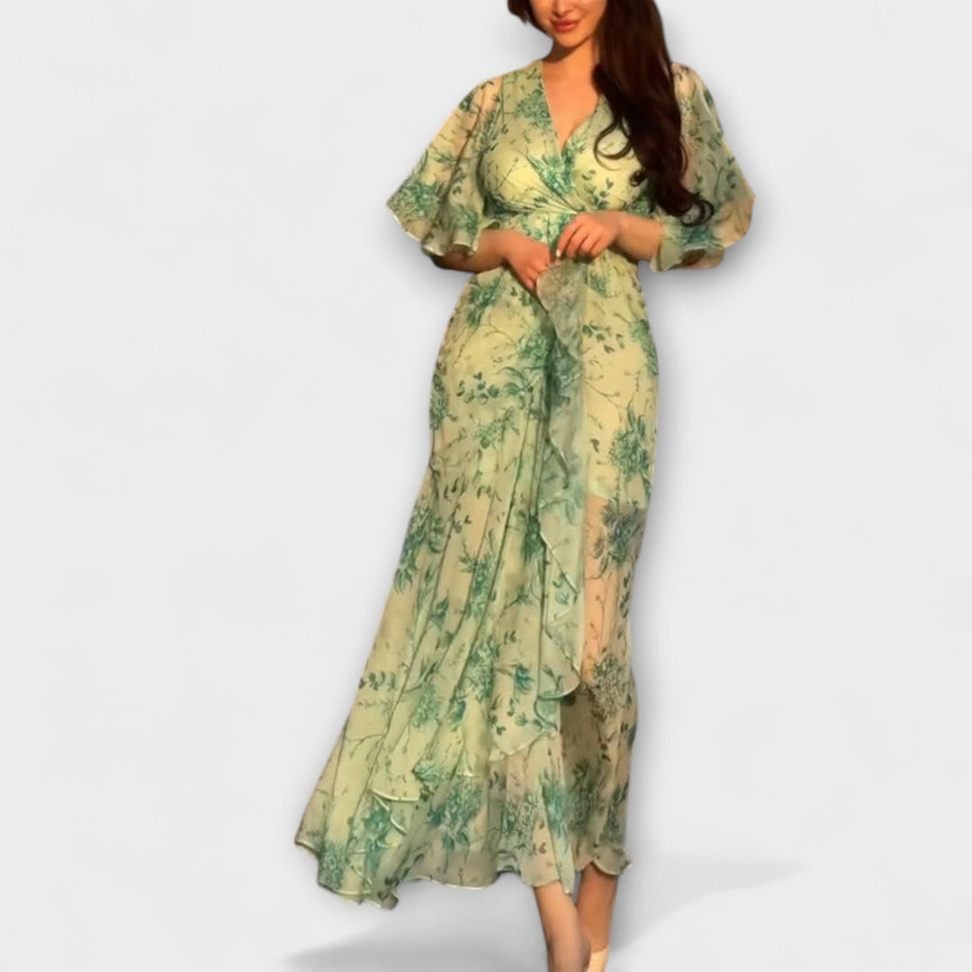 Friedl | Schickes floral V-Ausschnitt Kleid
