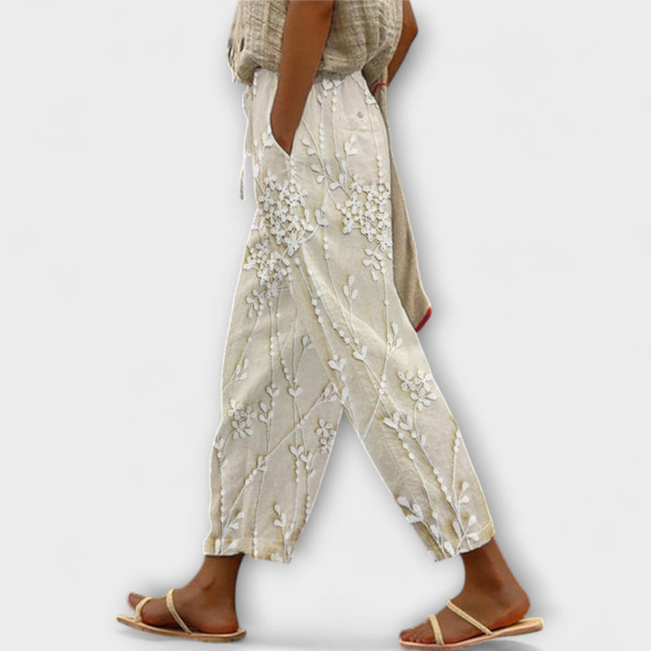 Therese | Bedruckte Hose mit Weinlaub-Muster