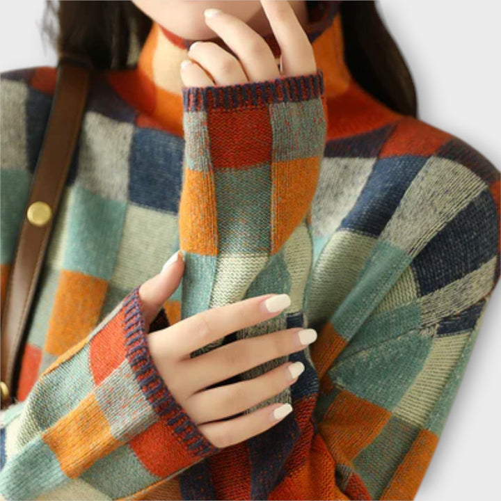 Britta | Patchwork Rollkragenpullover