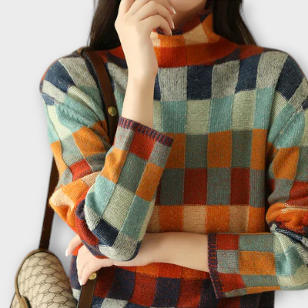 Britta | Patchwork Rollkragenpullover