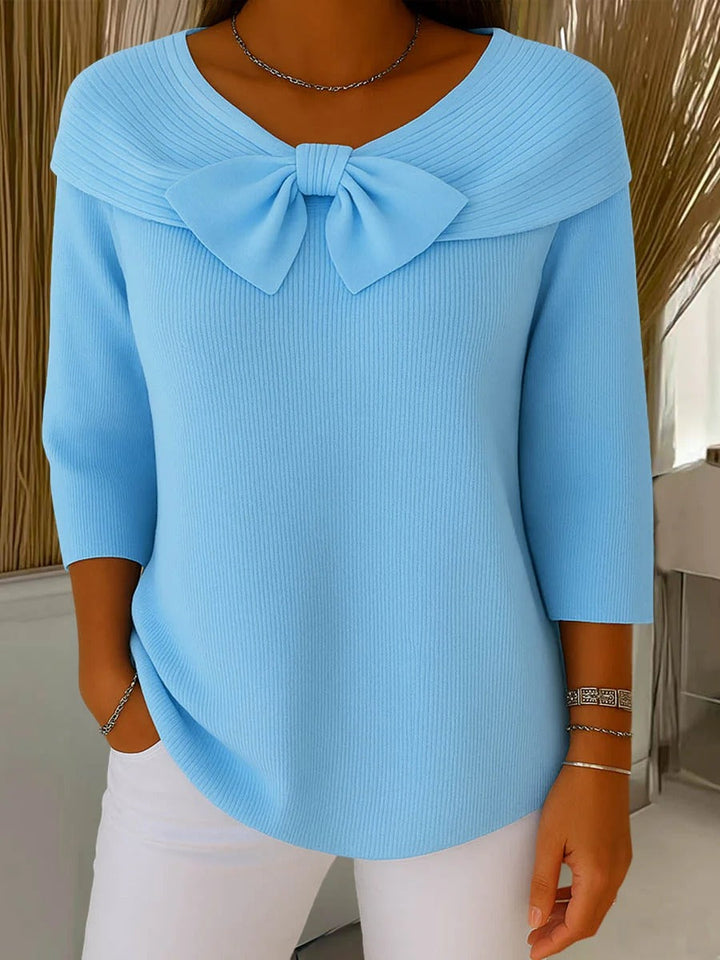 Renate | Rippstrickpullover mit Schleifendetail