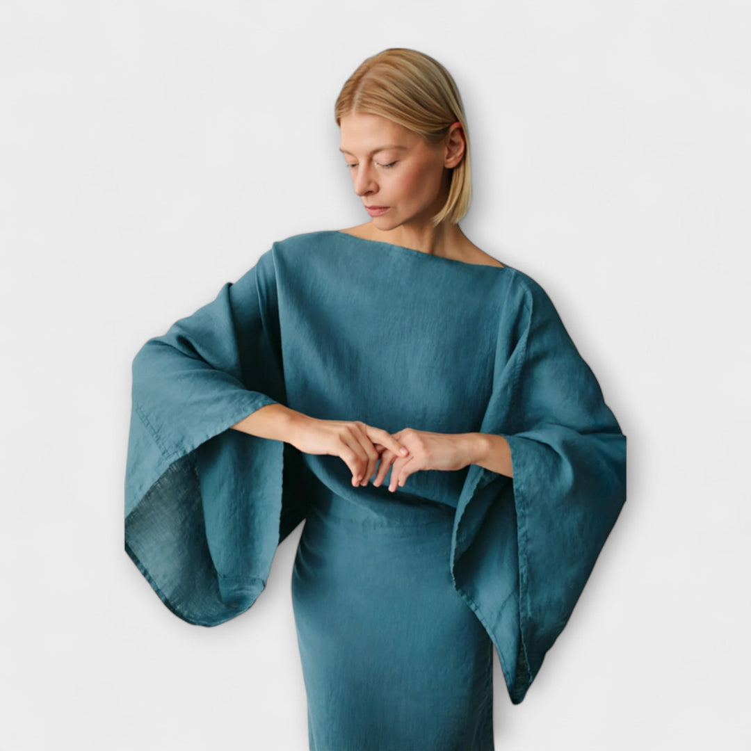 Merle | Kimono Kleid aus Leinen und Baumwolle