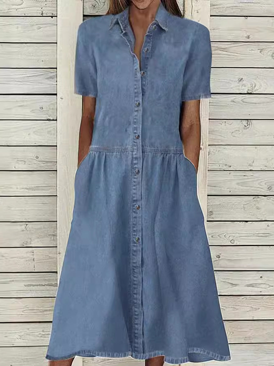 Sofie - Kurzärmliges Jeanskleid